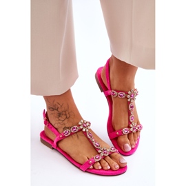 FI1 Sandalias Mujer Ante Piedras Fucsia Calabrio rosado 4