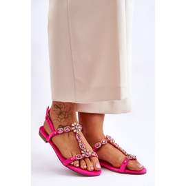 FI1 Sandalias Mujer Ante Piedras Fucsia Calabrio rosado 7