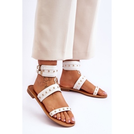 FI1 Sandalias De Mujer Con Tachuelas Selina Blancas Unique blanco 3