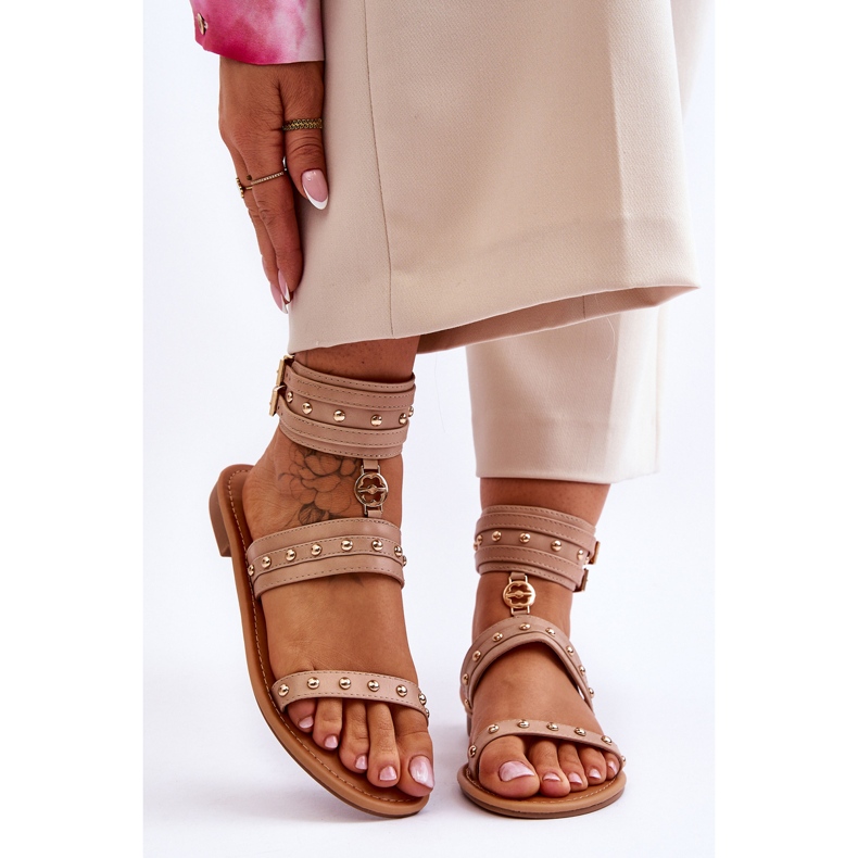 Sandalias De Mujer Con Tachuelas Selina Beige Unique 1