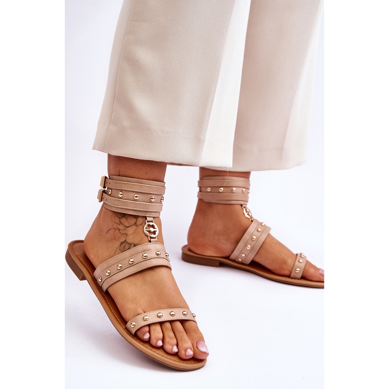 Sandalias De Mujer Con Tachuelas Selina Beige Unique 2