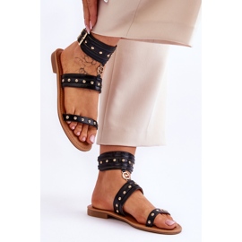 Sandalias De Mujer Con Tachuelas Unique Negro Selina 5