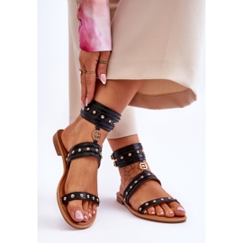 Sandalias De Mujer Con Tachuelas Unique Negro Selina 2