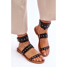 Sandalias De Mujer Con Tachuelas Unique Negro Selina 4