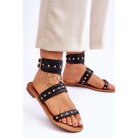 Sandalias De Mujer Con Tachuelas Unique Negro Selina 3