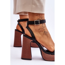 Sandalias de cuero en una plataforma marina negra gruesa negro 5