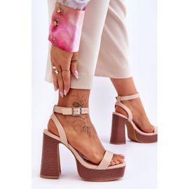 Sandalias De Cuero Con Plataforma Gruesa Beige Marina 3