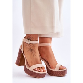 Sandalias De Cuero Con Plataforma Gruesa Beige Marina 7