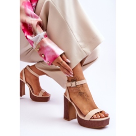 Sandalias De Cuero Con Plataforma Gruesa Beige Marina 6