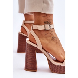 Sandalias De Cuero Con Plataforma Gruesa Beige Marina 5