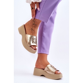 Lemar Pantuflas De Mujer De Piel Con Plataforma Y Adorno Renna Dorado 3