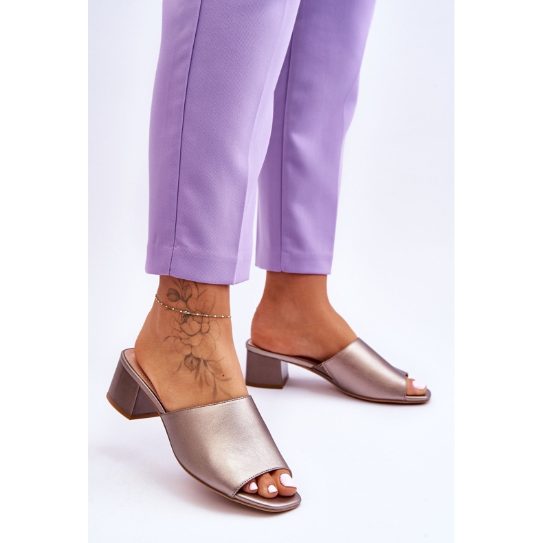 Pantuflas Lisas Elegantes Sergio Leone KL317 Plata Oscura marrón 2