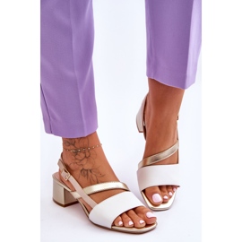 Sandalias Sergio Leone Piel Tacón Alto SK826 Blanco y Dorado 3