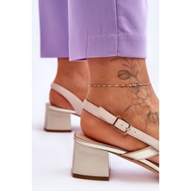 Sandalias Sergio Leone Piel Tacón Alto SK826 Blanco y Dorado 4