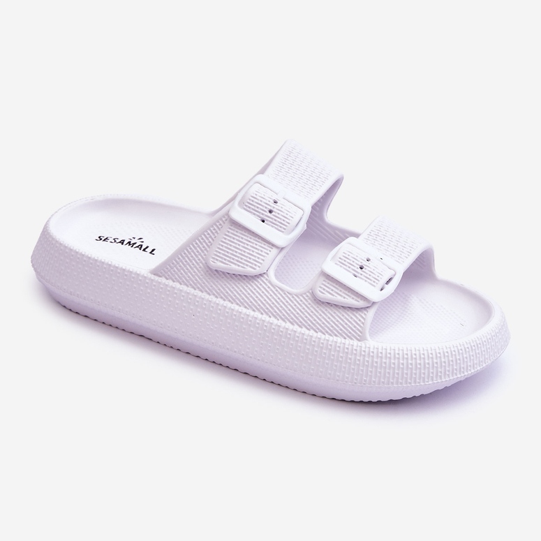 Pantuflas Mujer Espuma Con Rayas Blanco Sharmen 1