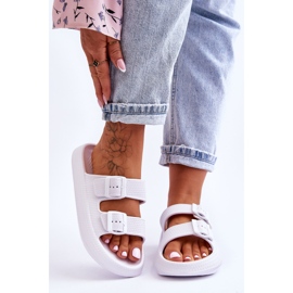 Pantuflas Mujer Espuma Con Rayas Blanco Sharmen 4