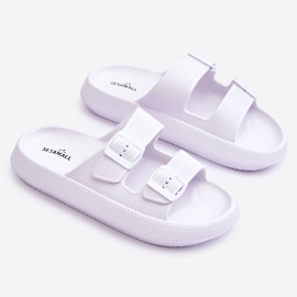 Pantuflas Mujer Espuma Con Rayas Blanco Sharmen 2