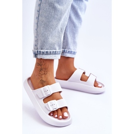 Pantuflas Mujer Espuma Con Rayas Blanco Sharmen 5