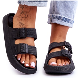 Pantuflas De Mujer De Espuma Con Rayas Negro Sharmen 8