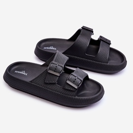 Pantuflas De Mujer De Espuma Con Rayas Negro Sharmen 2