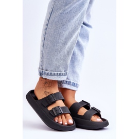 Pantuflas De Mujer De Espuma Con Rayas Negro Sharmen 3