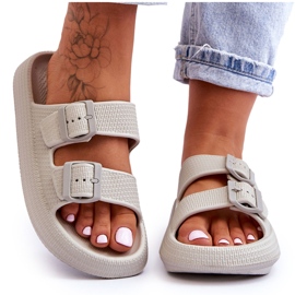 Pantuflas Mujer Espuma Con Rayas Gris Claro Sharmen 8