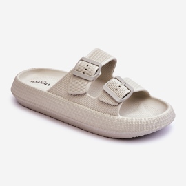 Pantuflas Mujer Espuma Con Rayas Gris Claro Sharmen 1