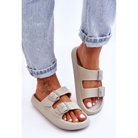 Pantuflas Mujer Espuma Con Rayas Gris Claro Sharmen 6