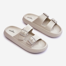 Pantuflas Mujer Espuma Con Rayas Gris Claro Sharmen 2