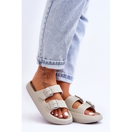 Pantuflas Mujer Espuma Con Rayas Gris Claro Sharmen 3
