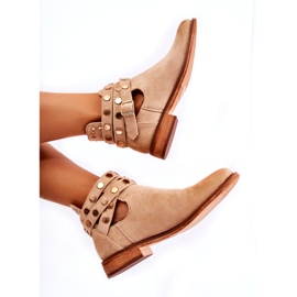 WS1 Botas de mujer con chorros en tacón plano Beige Larino 9