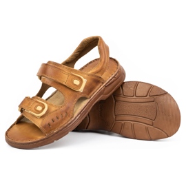 ŁUKPOL Sandalias hombre piel 812 marrón 5