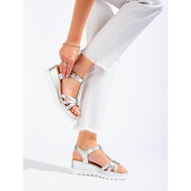 Sandalias cuña mujer Shelovet plateadas plata 2