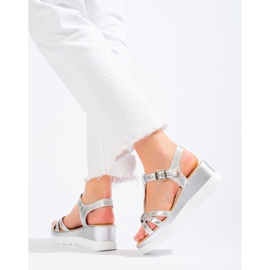 Sandalias cuña mujer Shelovet plateadas plata 3