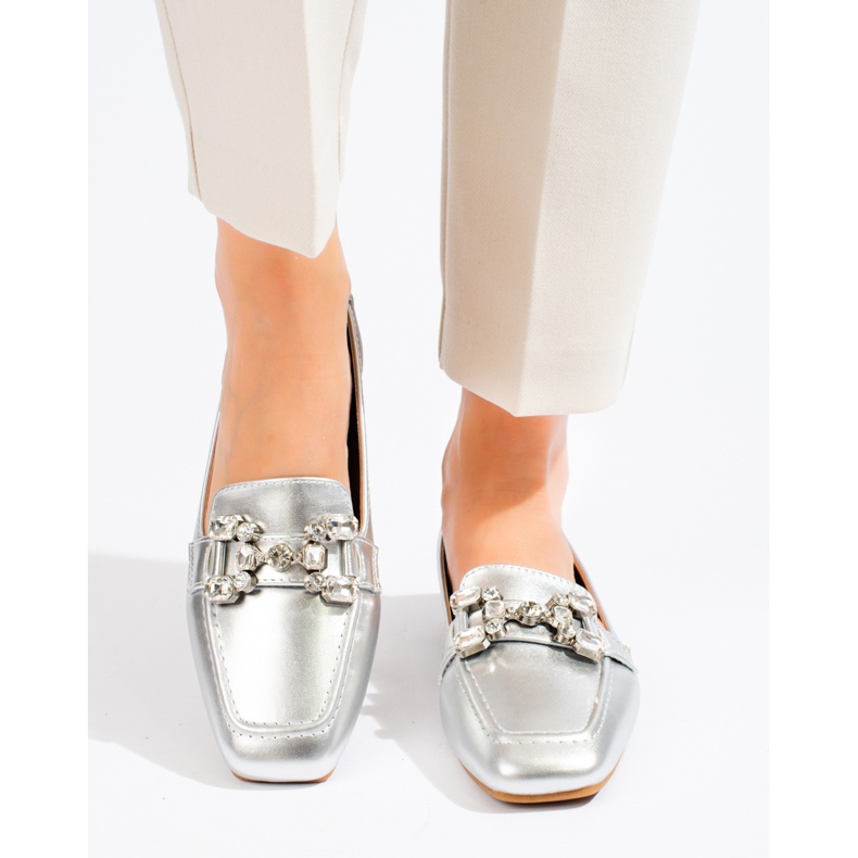 Mocasines de mujer plateados con adorno Shelovet plata 1