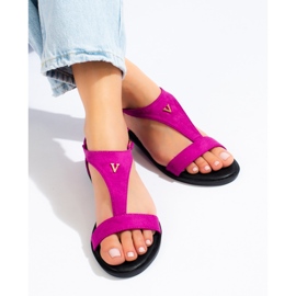 Sandalias planas de mujer Vinceza fucsia rosado 2