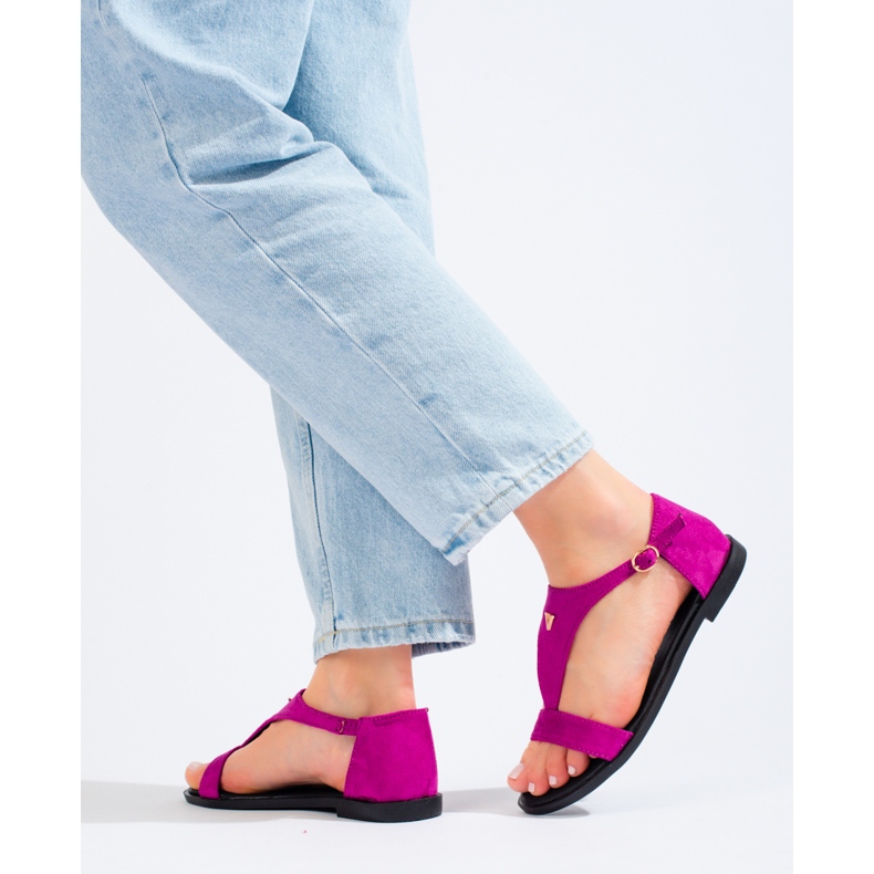 Sandalias planas de mujer Vinceza fucsia rosa 1