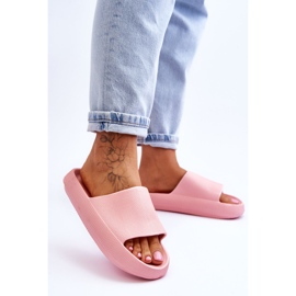 Fashion Zapatillas de espuma de moda en una plataforma masiva rosa Linnea rosado 5