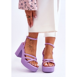 FS1 Sandalias de tacones altos de moda con rayas púrpuras de Shemira violeta 1
