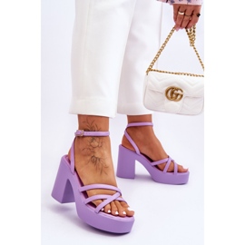 FS1 Sandalias de tacones altos de moda con rayas púrpuras de Shemira violeta 2