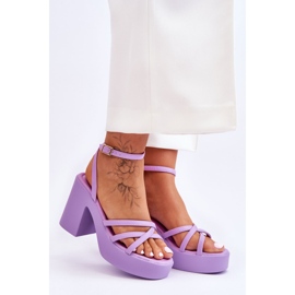 FS1 Sandalias de tacones altos de moda con rayas púrpuras de Shemira violeta 6