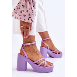 FS1 Sandalias de tacones altos de moda con rayas púrpuras de Shemira violeta 3