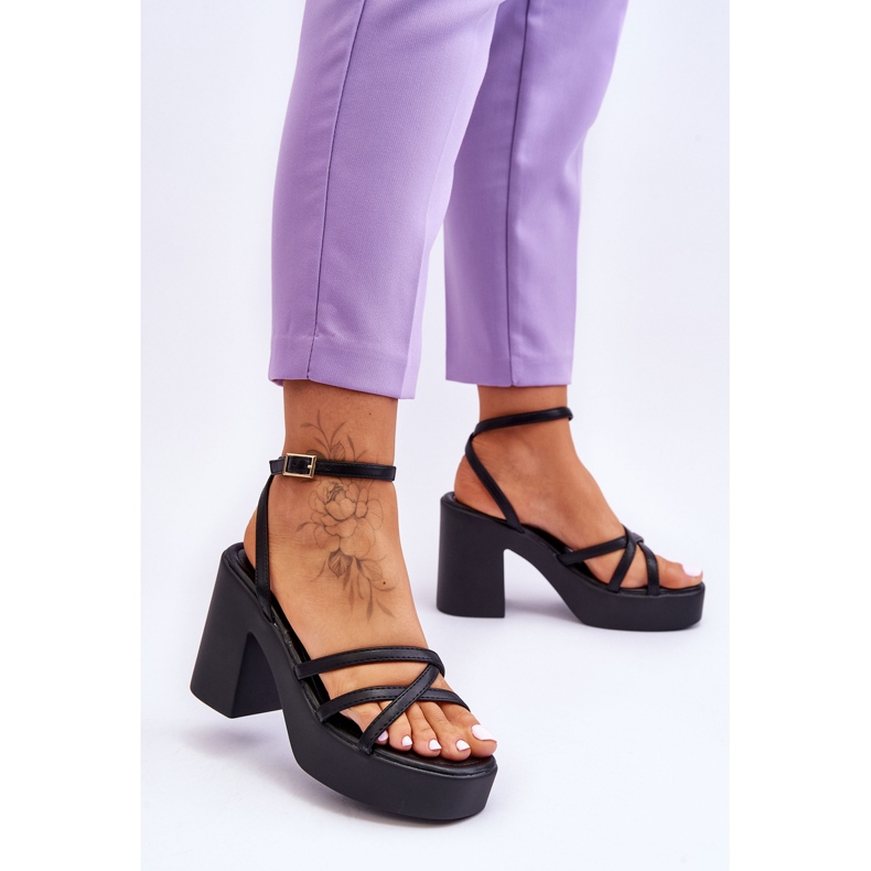 FS1 Sandalias de tacón Shemira negras de moda con correas negro 2