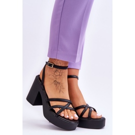 FS1 Sandalias de tacón Shemira negras de moda con correas negro 6