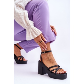 FS1 Sandalias de tacón Shemira negras de moda con correas negro 5