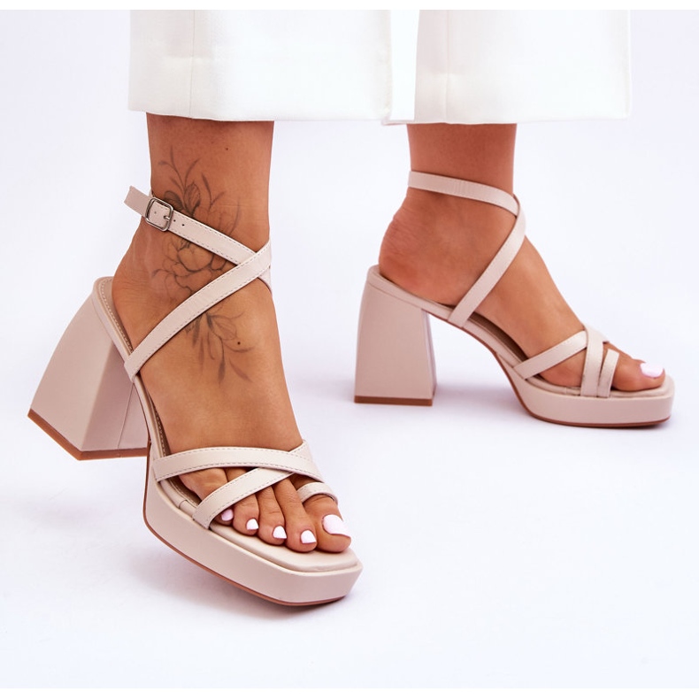 FS1 Tacones De Moda Y Sandalias De Plataforma Beige Secret Rose 2