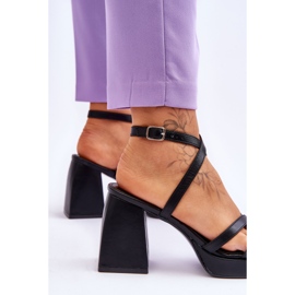 FS1 Tacones de moda y sandalias de plataforma negras negro 6