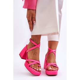 FS1 Moda Pink Secret Rose Tacones altos y sandalias de plataforma rosa 1