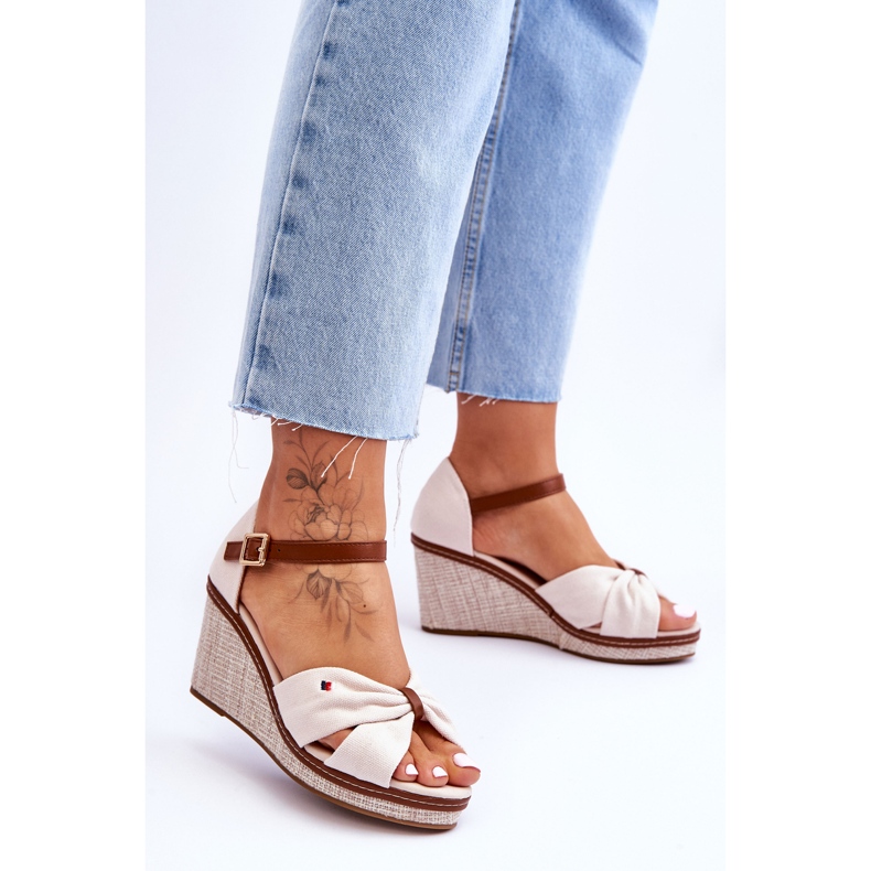 PS1 Sandalias Mujer Con Cuña Trenzada Beige Judith 2