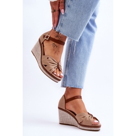 PS1 Sandalias Mujer Con Cuña Trenzada Beige Oscuro Judith 4